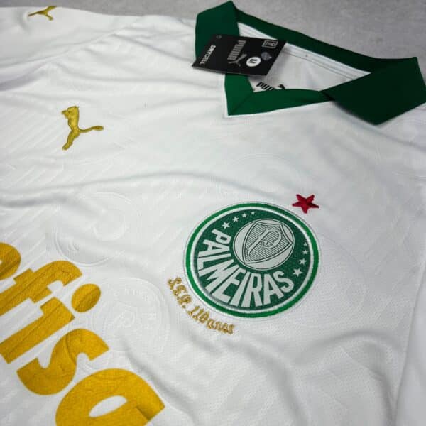 Camisa de Time Palmeiras Polo Branca Jogo - Imagem 2