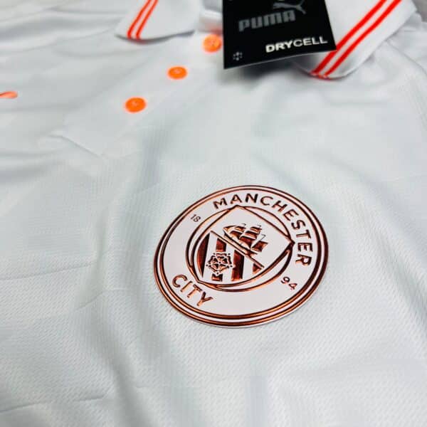 Camisa de Time Manchester City Branca c/ Laranja Polo - Imagem 3