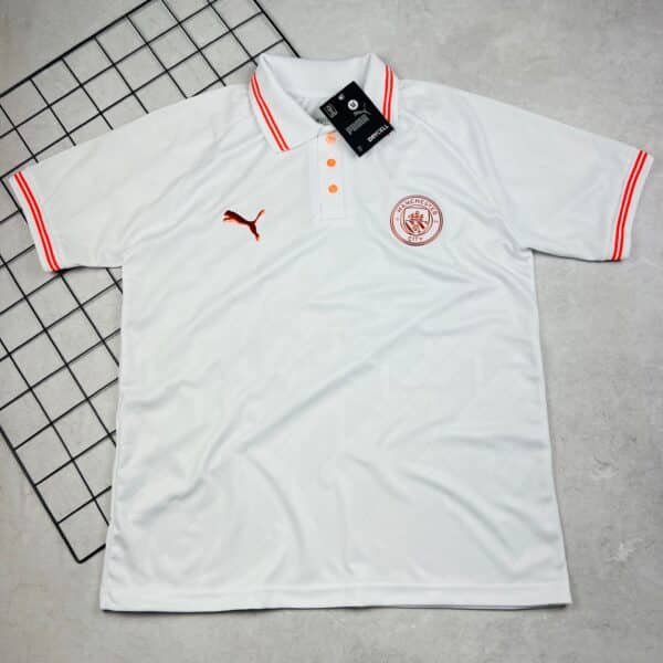 Camisa de Time Manchester City Branca c/ Laranja Polo