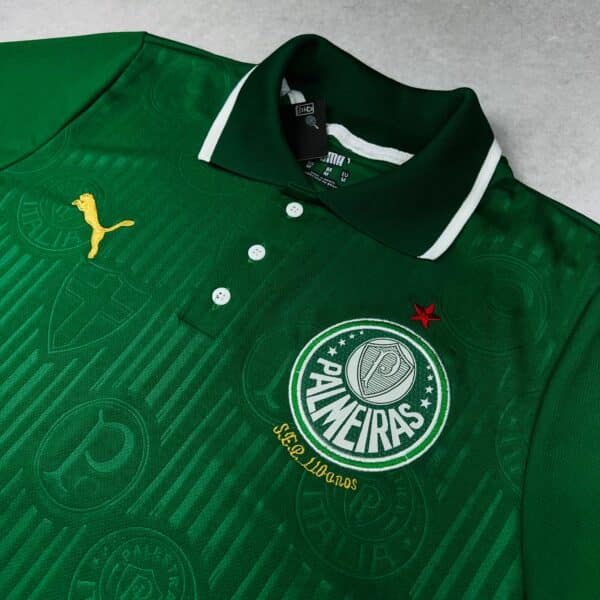 Camisa de Time Palmeiras Polo Verde Treino Lisa - Imagem 3