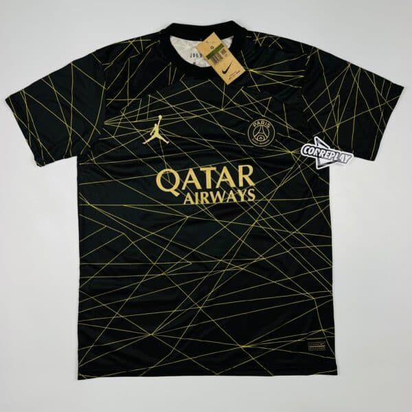 Camisa de Time PSG Preta c/ Dourado