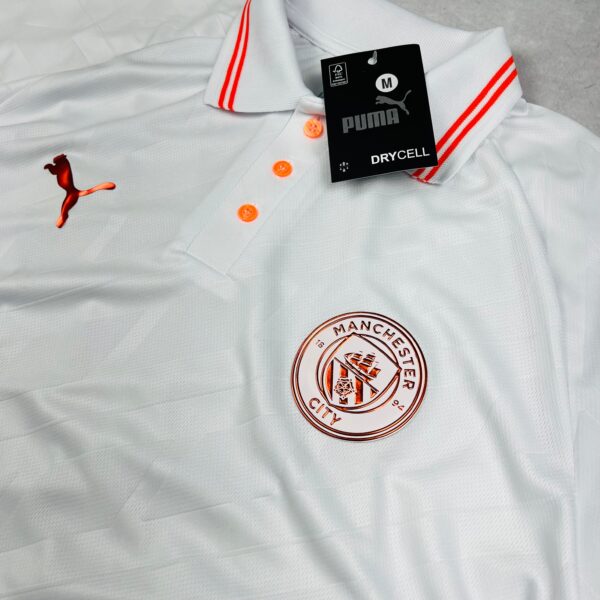 Camisa de Time Manchester City Branca c/ Laranja Polo - Imagem 2