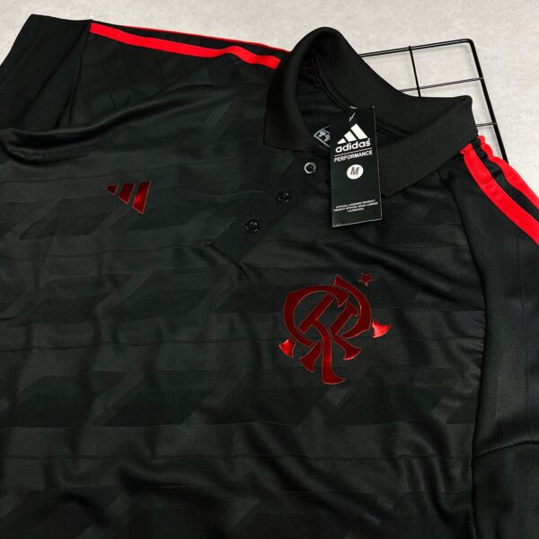 Camisa de Time Flamengo Polo Preta c/ Vermelho - Imagem 2