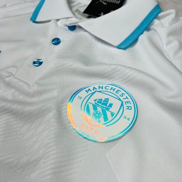 Camisa de Time Manchester City Branca c/ Azul Polo - Imagem 3