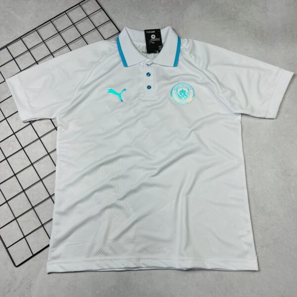 Camisa de Time Manchester City Branca c/ Azul Polo