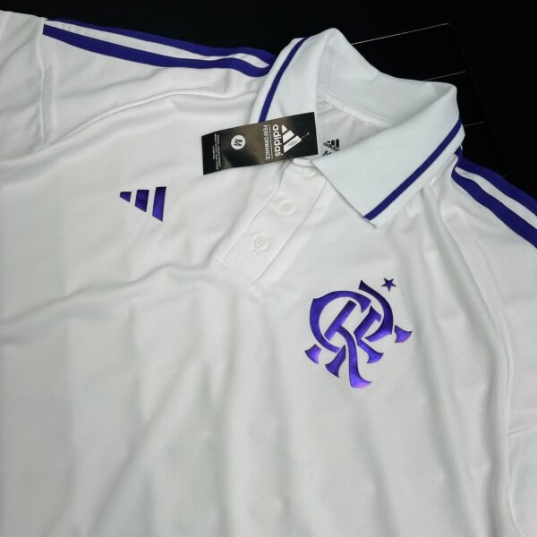 Camisa de Time Flamengo Polo Branca c/ Roxo - Imagem 2