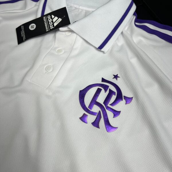 Camisa de Time Flamengo Polo Branca c/ Roxo - Imagem 3