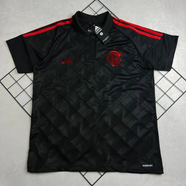 Camisa de Time Flamengo Polo Preta c/ Vermelho