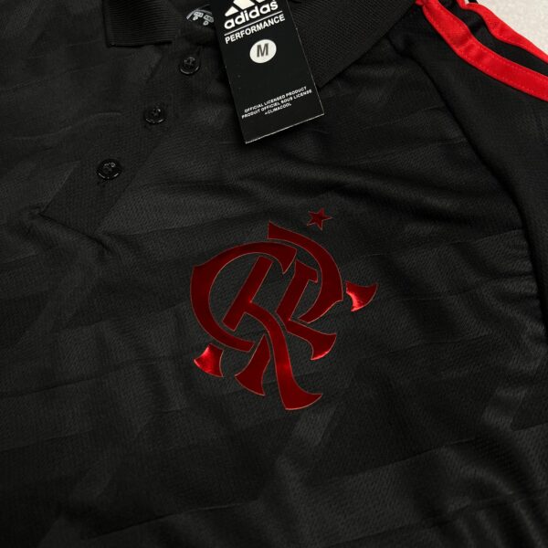 Camisa de Time Flamengo Polo Preta c/ Vermelho - Imagem 3