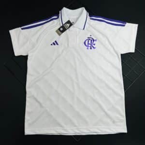 Camisa de Time Flamengo Polo Branca c/ Roxo